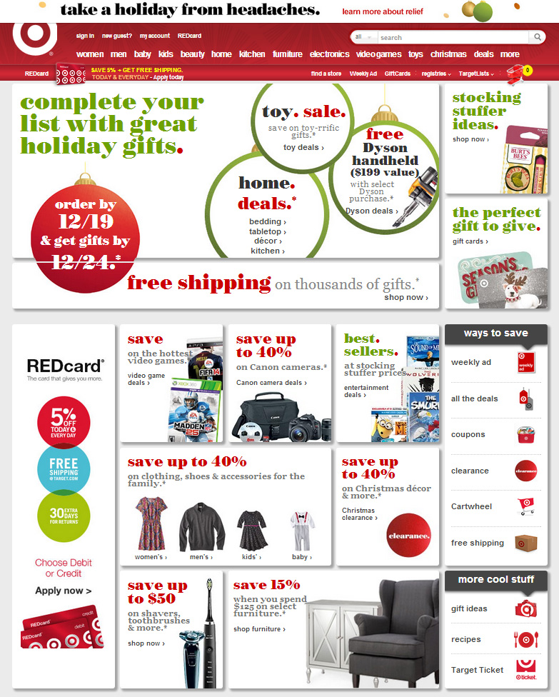 Screenshot of Target.com's recent redesign.