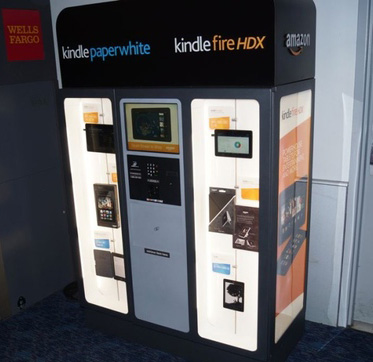 Photograph of the Amazon Kindle vending machine that appeared in the airport at CES.