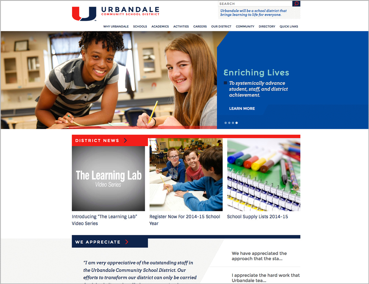 Urbandale-Schools-redesigned-website-homepage